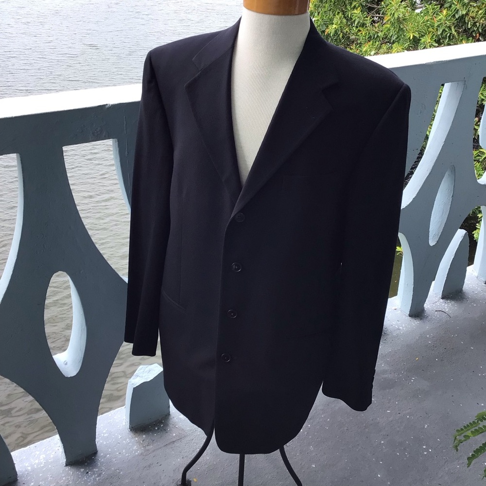 Givenchy Men's Black 4-Button Blazer Worsted Wool Gabardine Formal Jacket